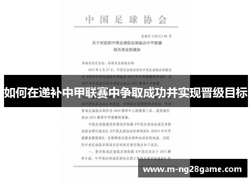 如何在递补中甲联赛中争取成功并实现晋级目标